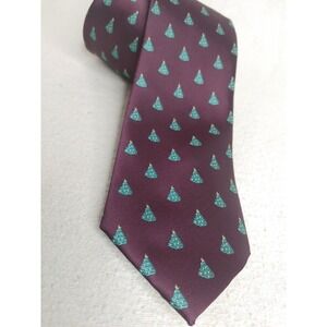 Holiday Traditions Men's Burgundy Necktie Christmas Tree Design Tie A58